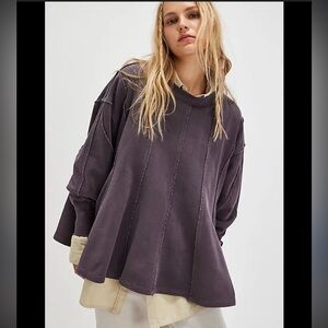 Free People Washed Dried Grape Double Dip Oversized Sweatshirt